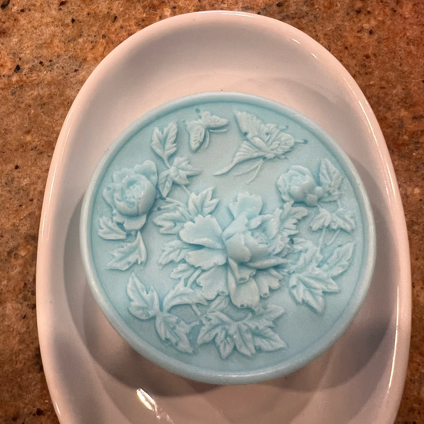 Butterflies Over Flowers Soap (Round)